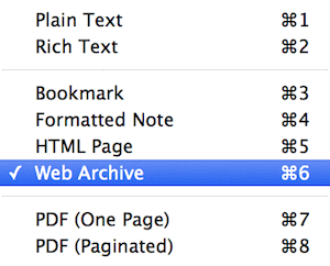 Clip to DEVONthink browser extension formats