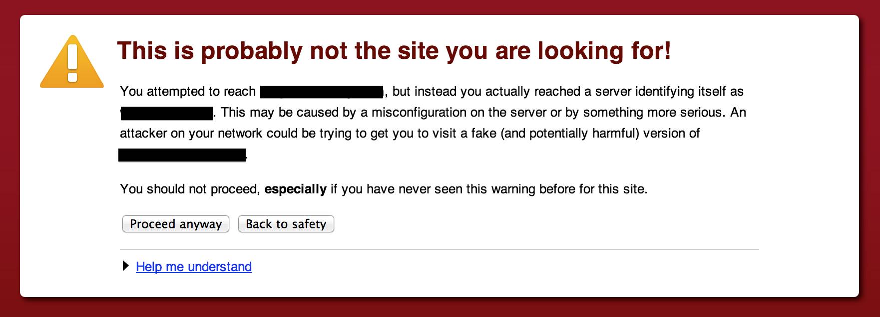 'HTTPS self-signed cert warning in Chrome'